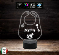 Idea regalo NASCITA Bavetta neonato bambino bambina Lampada 7 colori a led personalizzabile Luce da notte per cameretta Light night