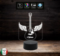 Idea regalo MUSICISTA Lampada led CHITARRA classica personalizzabile con nome MUSICA