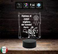 Idea regalo originale per pensione compleanno Natale Diploma migliore CHEF Lampada led personalizzabile