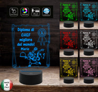Idea regalo originale per pensione compleanno Natale Diploma migliore CHEF Lampada led personalizzabile