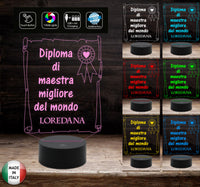 Idea regalo MAESTRA fine anno scolastico Natale o compleanno Lampada con nome