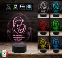 Lampada led Mamma e figlio FESTA DELLA MAMMA Regalo nascita, compleanno 7 colori selezionabili con touch Luce notturna da comodino