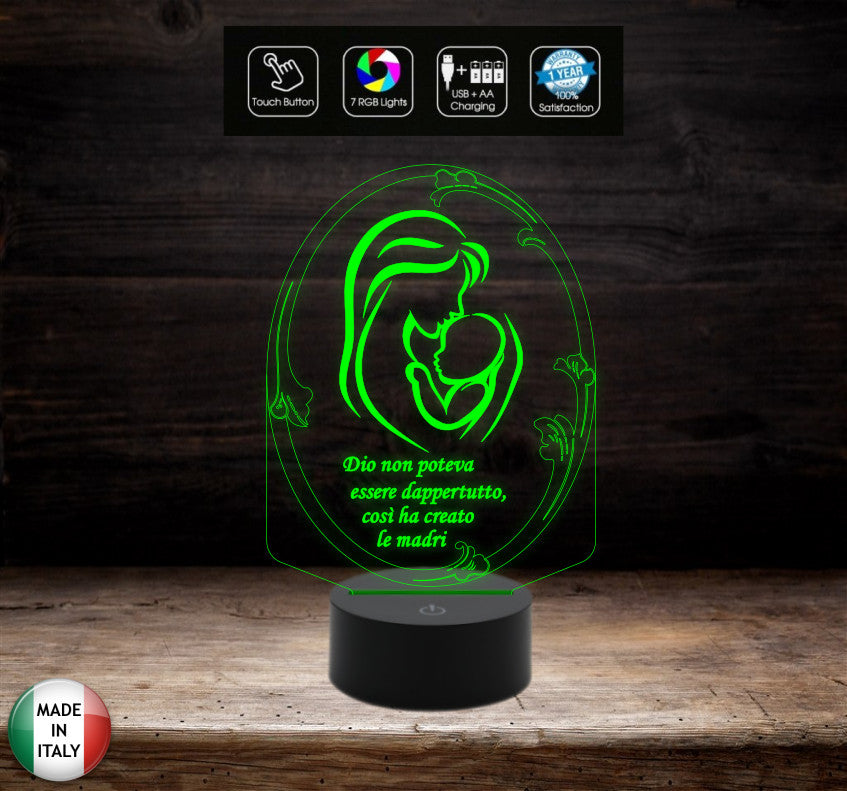 Lampada led Mamma e figlio FESTA DELLA MAMMA Regalo nascita, compleanno 7 colori selezionabili con touch Luce notturna da comodino