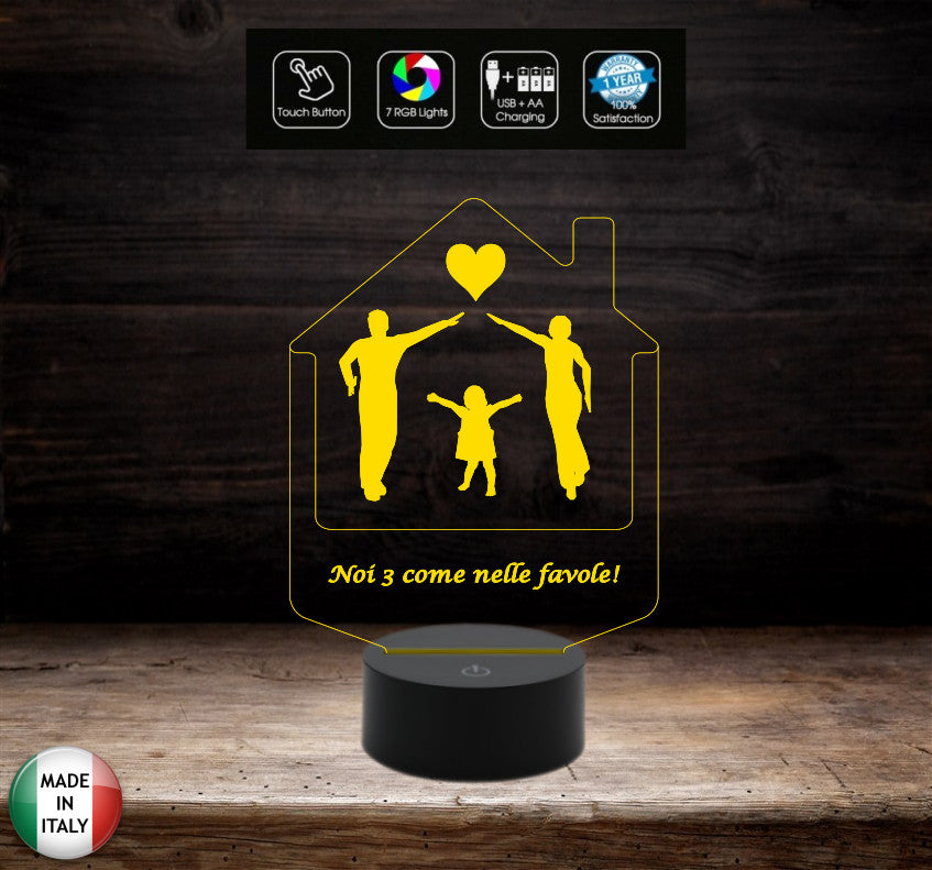 Idea Lampada per famiglia Regalo nascita personalizzabile mamma papà bambino 7 colori selezionabili con touch