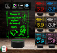 Idea regalo originale per PARRUCCHIERA Lampada led Diploma personalizzabile con nome
