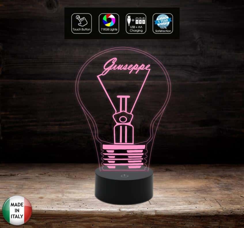 Idea regalo LAMPADINA con nome Lampada led 7 colori da comodino o scrivania Luce da notte - Lampada LED - Varie