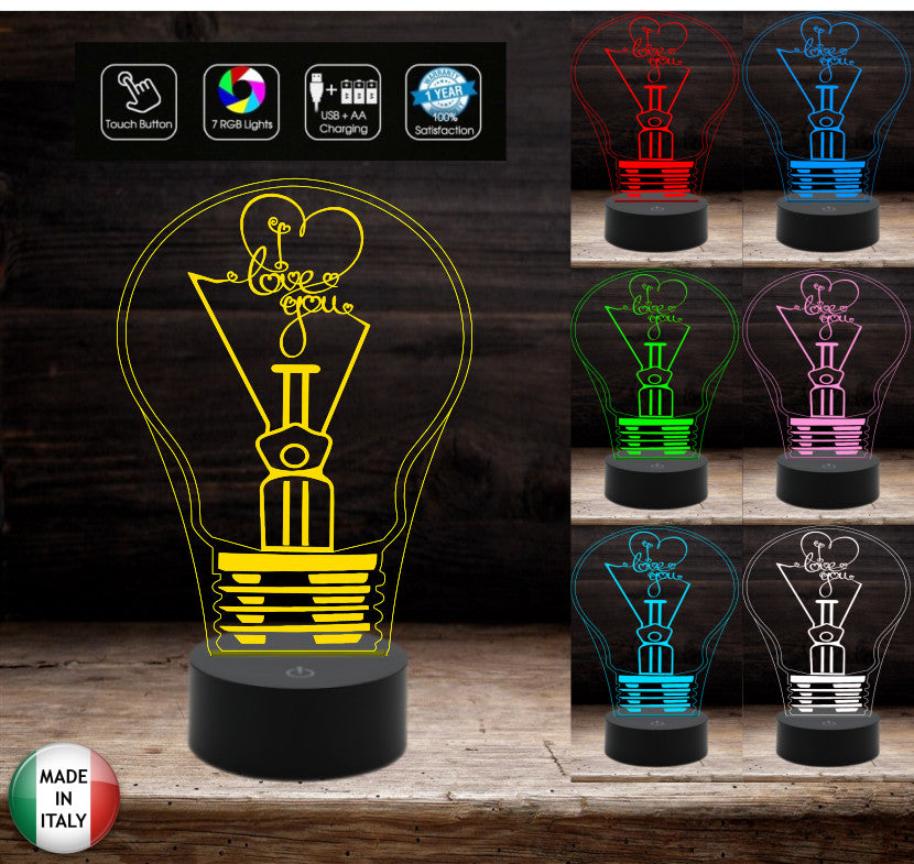 Lampada Led I love you con foto personalizzata