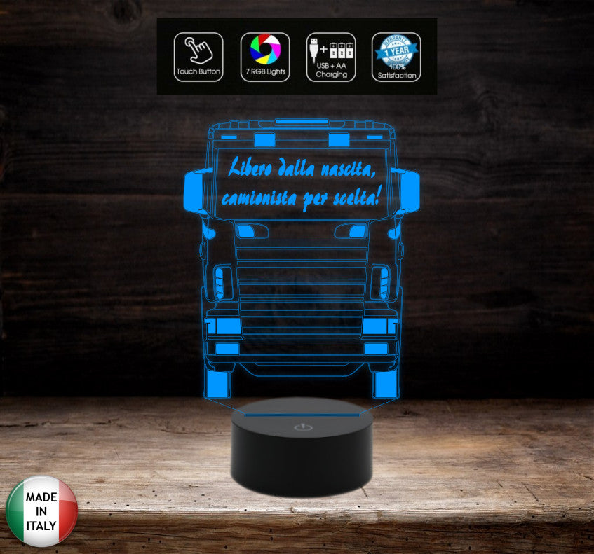 REGALO CAMIONISTA Lampada led da tavolo personalizzabile a batterie o cavo usb