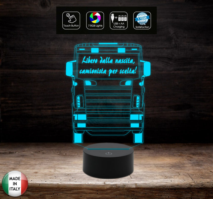 REGALO CAMIONISTA Lampada led da tavolo personalizzabile a batterie o cavo usb