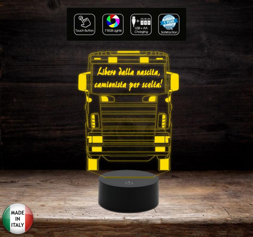 REGALO CAMIONISTA Lampada led da tavolo personalizzabile a batterie o cavo usb