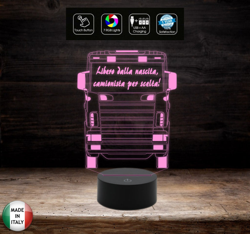 REGALO CAMIONISTA Lampada led da tavolo personalizzabile a batterie o cavo usb