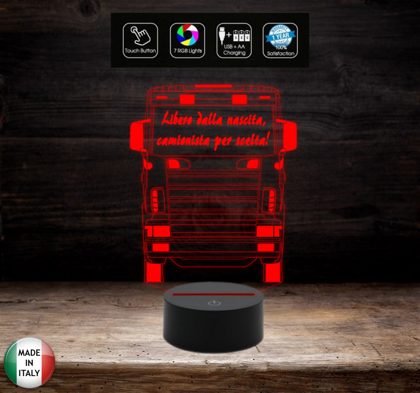 REGALO CAMIONISTA Lampada led da tavolo personalizzabile a batterie o cavo usb
