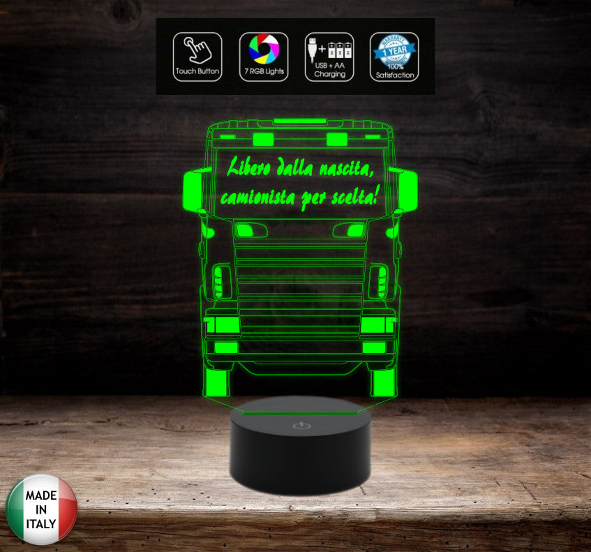 REGALO CAMIONISTA Lampada led da tavolo personalizzabile a batterie o cavo usb