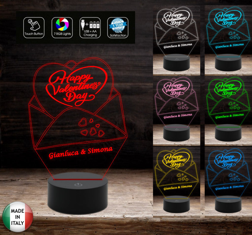 Regalo romantico San Valentino Lampada led originale e personalizzabile con 7 colori e nomi