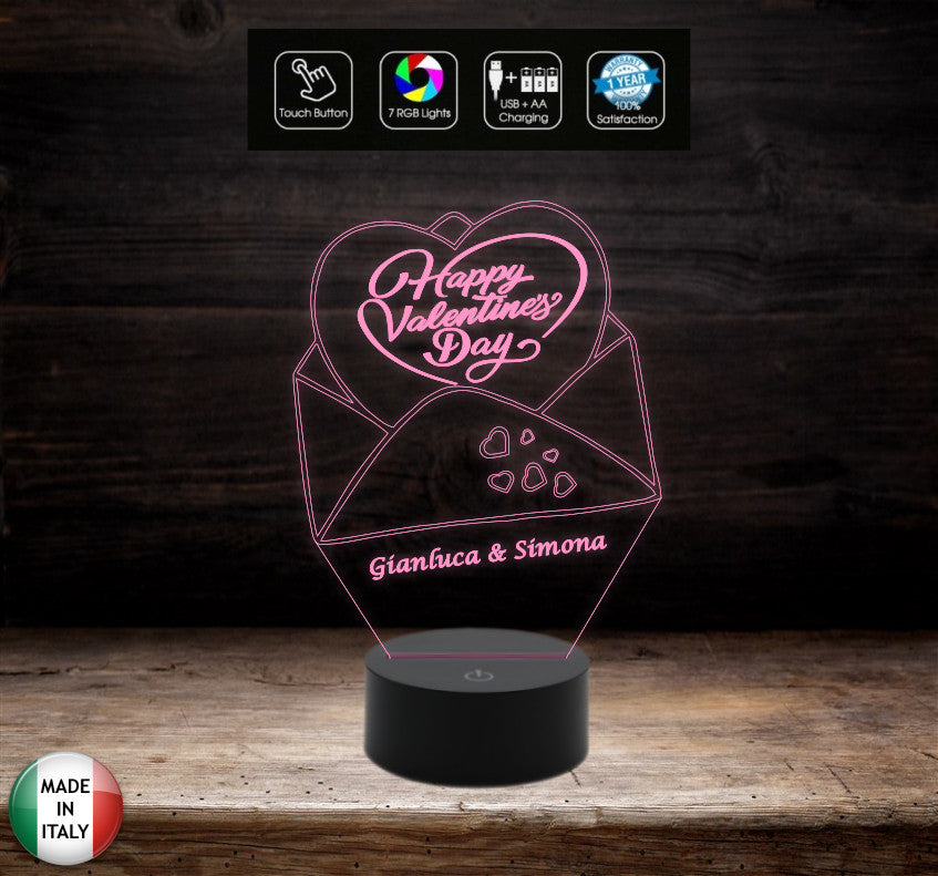 Regalo romantico San Valentino Lampada led originale e personalizzabile con 7 colori e nomi