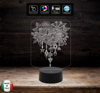 Lampada con disegno Mandala Regalo cuore San Valentino Anniversario Compleanno Luce da notte