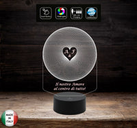 Regalo originale San Valentino compleanno Lampada led effetto 3d 7 colori personalizzabile