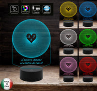 Regalo originale San Valentino compleanno Lampada led effetto 3d 7 colori personalizzabile