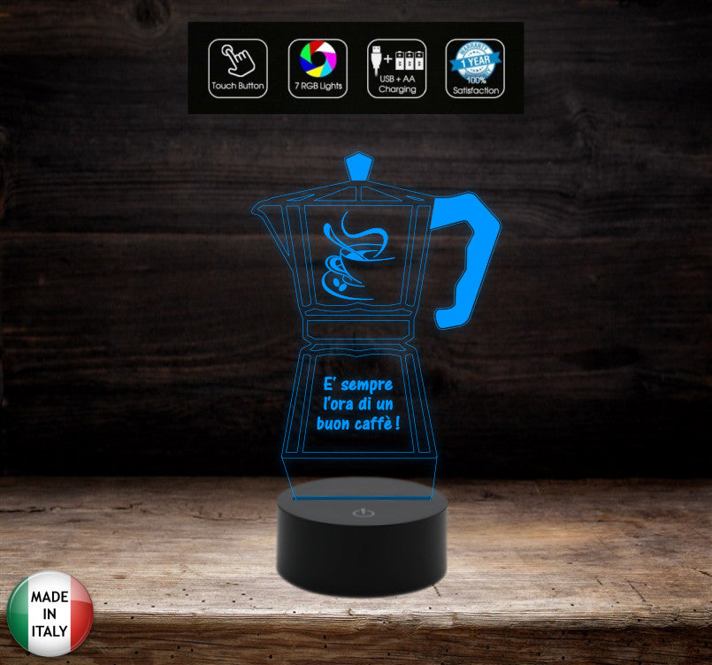Regalo amica vicina di casa LAMPADA LED 7 colori MOKA Macchina da caffè Decorazione casa cucina personalizzabile