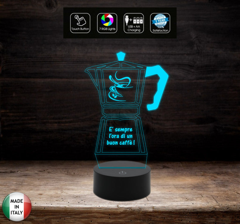 Regalo amica vicina di casa LAMPADA LED 7 colori MOKA Macchina da caffè Decorazione casa cucina personalizzabile