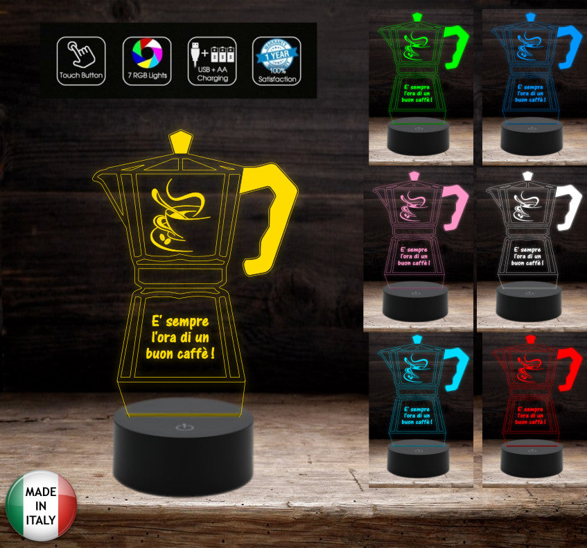 Regalo amica vicina di casa LAMPADA LED 7 colori MOKA Macchina da caffè Decorazione casa cucina personalizzabile