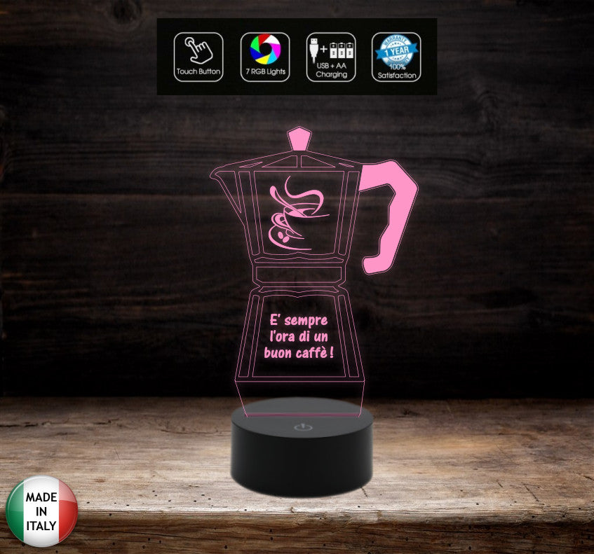 Regalo amica vicina di casa LAMPADA LED 7 colori MOKA Macchina da caffè Decorazione casa cucina personalizzabile
