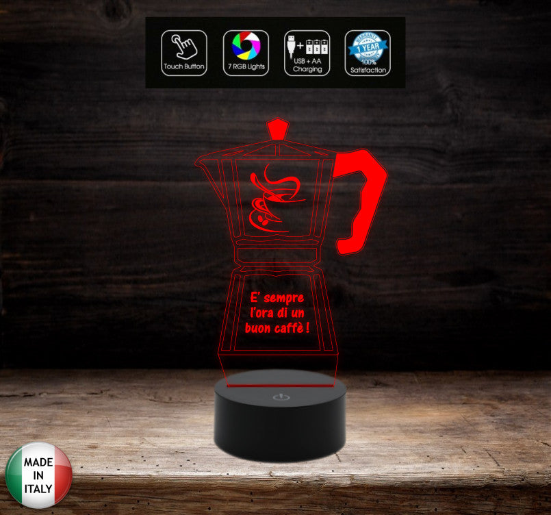 Regalo amica vicina di casa LAMPADA LED 7 colori MOKA Macchina da caffè Decorazione casa cucina personalizzabile