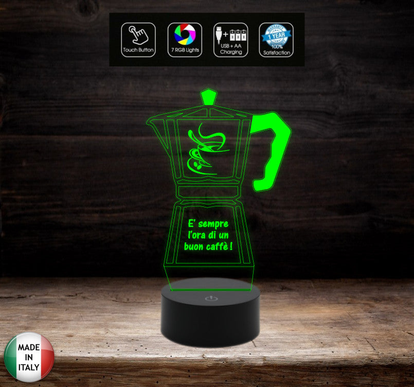 Regalo amica vicina di casa LAMPADA LED 7 colori MOKA Macchina da caffè Decorazione casa cucina personalizzabile
