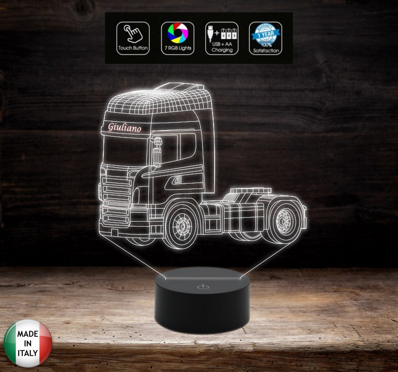 Regalo originale camionista personalizzabile con nome Idea Natale compleanno Lampada led Camion