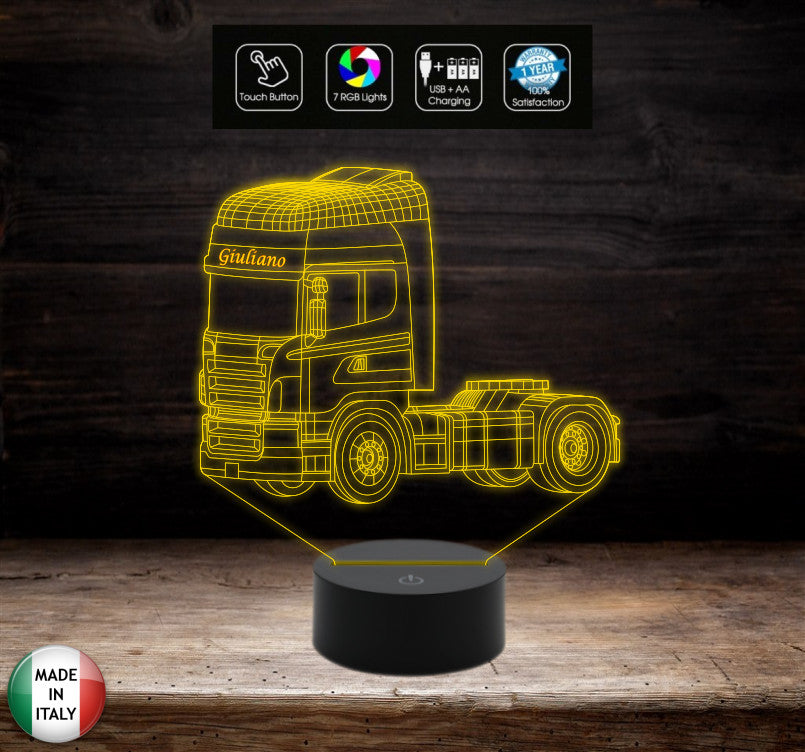 Regalo originale camionista personalizzabile con nome Idea Natale compleanno Lampada led Camion