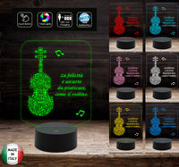 Idea regalo MUSICISTA Lampada led VIOLINO personalizzabile con frase MUSICA