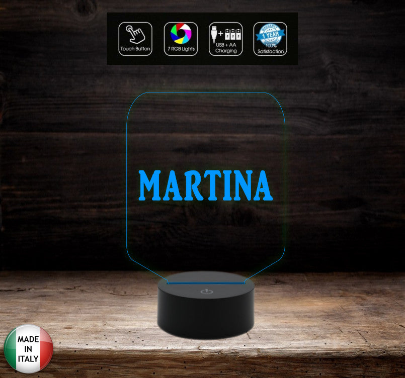 LAMPADA led personalizzabile con NOME da scrivania o ufficio Idea regalo COMPLEANNO SAN VALENTINO 7 colori selezionabili con touch