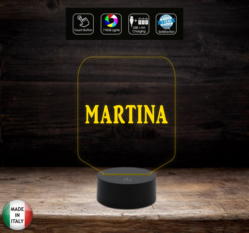 LAMPADA led personalizzabile con NOME da scrivania o ufficio Idea regalo COMPLEANNO SAN VALENTINO 7 colori selezionabili con touch