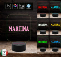 LAMPADA led personalizzabile con NOME da scrivania o ufficio Idea regalo COMPLEANNO SAN VALENTINO 7 colori selezionabili con touch