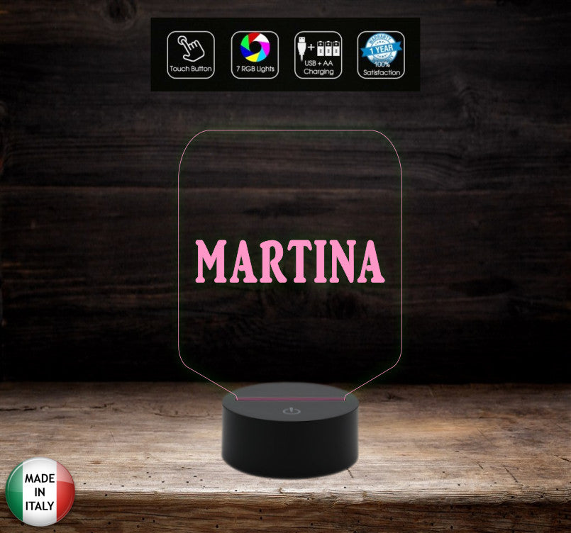 LAMPADA led personalizzabile con NOME da scrivania o ufficio Idea regalo COMPLEANNO SAN VALENTINO 7 colori selezionabili con touch