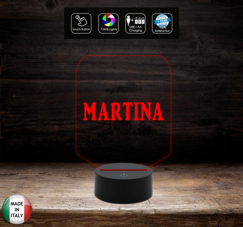 LAMPADA led personalizzabile con NOME da scrivania o ufficio Idea regalo COMPLEANNO SAN VALENTINO 7 colori selezionabili con touch