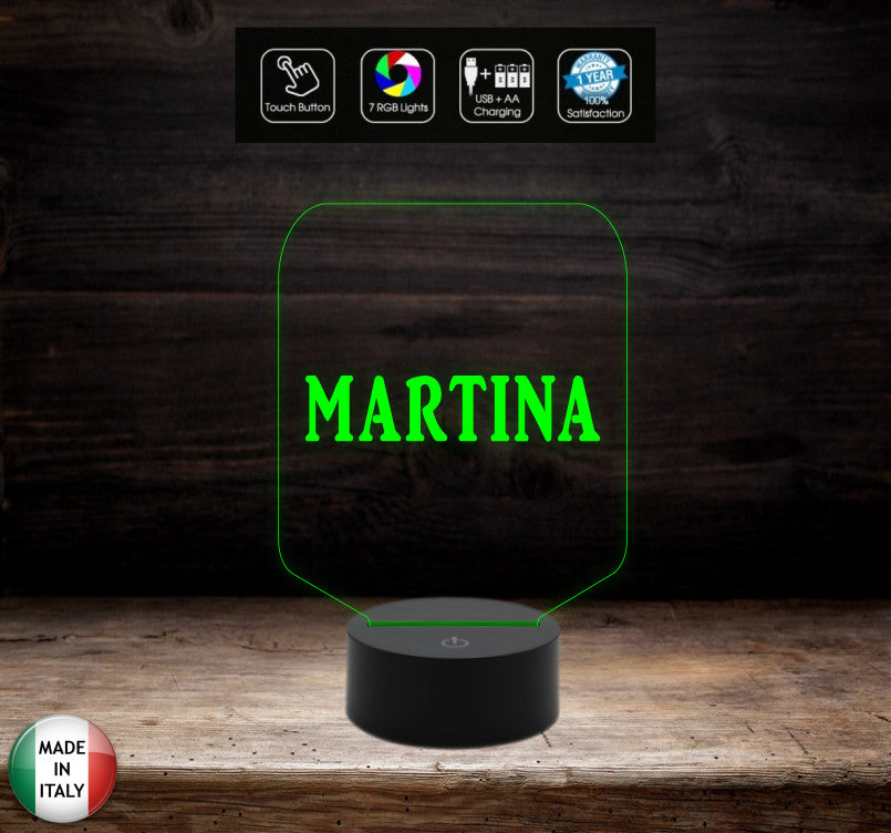 LAMPADA led personalizzabile con NOME da scrivania o ufficio Idea regalo COMPLEANNO SAN VALENTINO 7 colori selezionabili con touch