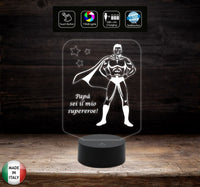 FESTA DEL PAPA’ Lampada led 7 colori da scrivania o ufficio Regalo originale Papà SUPEREROE