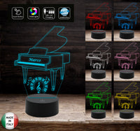 Idea regalo MUSICISTA piano Lampada led PIANOFORTE personalizzabile con nome MUSICA