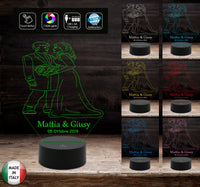 Segnatavolo bomboniera Regalo MATRIMONIO Lampada led personalizzabile 7 colori wedding