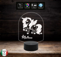LAMPADA unicorno personalizzabile con nome Regalo bambina per cameretta Luce da notte a led