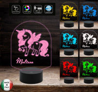 LAMPADA unicorno personalizzabile con nome Regalo bambina per cameretta Luce da notte a led
