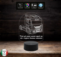 Lampada 7 colori personalizzabile con nome e frase REGALO originale CAMIONISTA