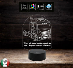 Lampada 7 colori personalizzabile con nome e frase REGALO originale CAMIONISTA