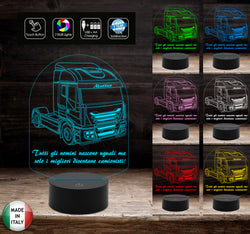 Lampada 7 colori personalizzabile con nome e frase REGALO originale CAMIONISTA