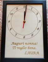 Festa dei nonni OROLOGIO DA PARETE in legno Quadro con cornice e frase personalizzabile Regalo nonna