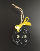 PALLA DI NATALE con stelle e personalizzabile con nome ORO Addobbi natalizi per albero