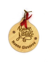 PALLA di NATALE in legno Regalo NONNO personalizzabile con nome nonni Decorazione albero