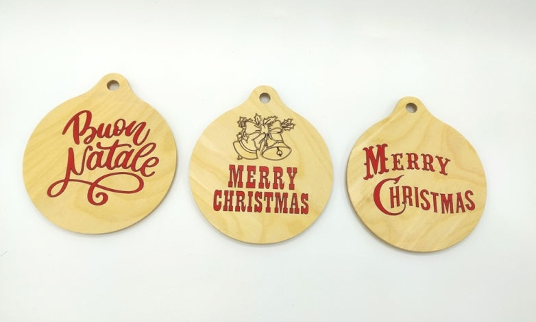 Palle di Natale in legno Decorazione albero Set da 3 vari colori disponibili Idea regalo