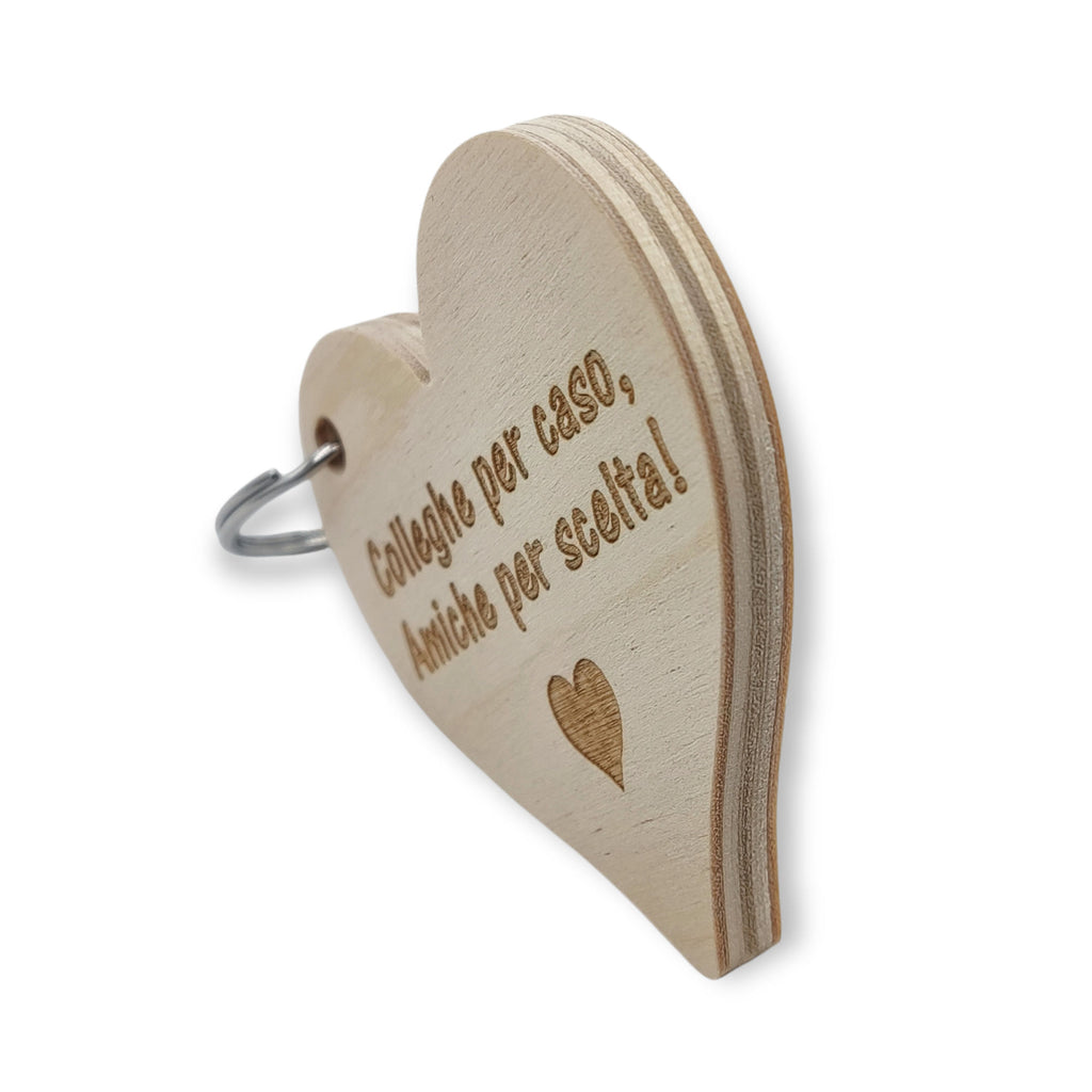 3 Pezzi Portachiavi cuore in legno con frase personalizzabile Regalo colleghe amiche Compleanno AMICIZIA Porta chiave originale